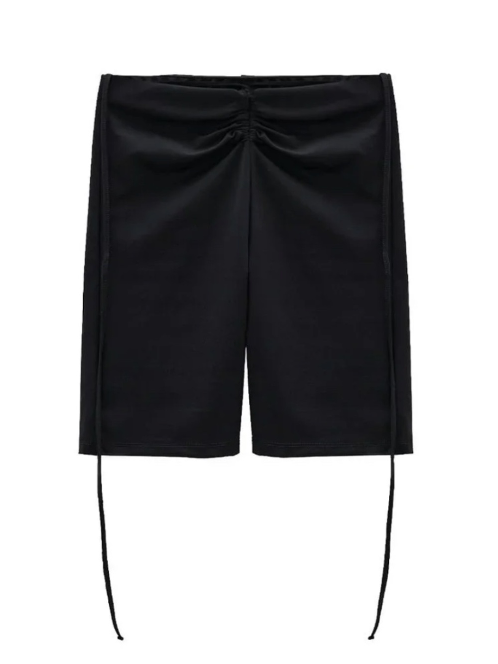 Zara Black Ruched Biker Shorts W/ Lace Up Detail SZ S